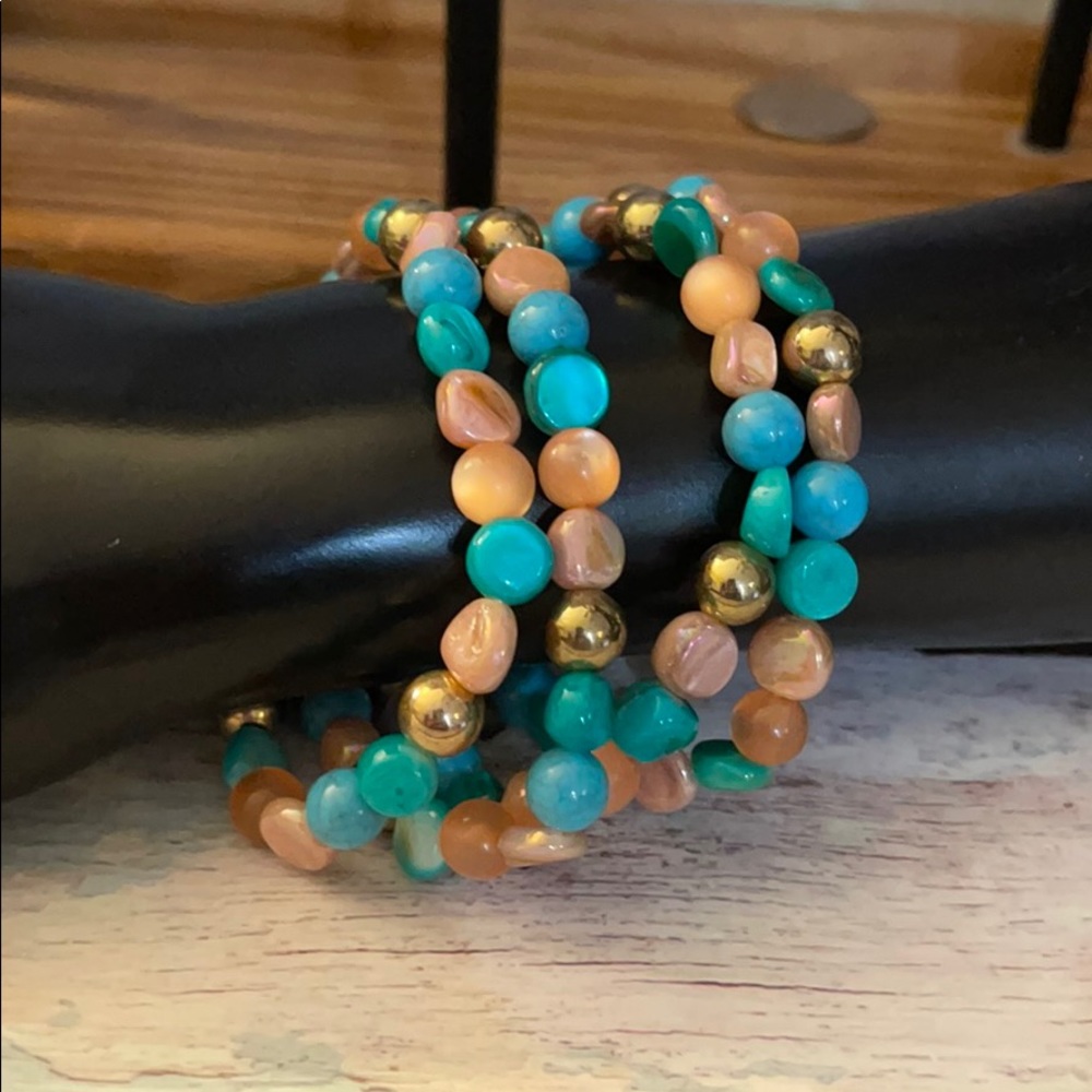 Costume jewelry mixit 4 peach & Aqua bracelets